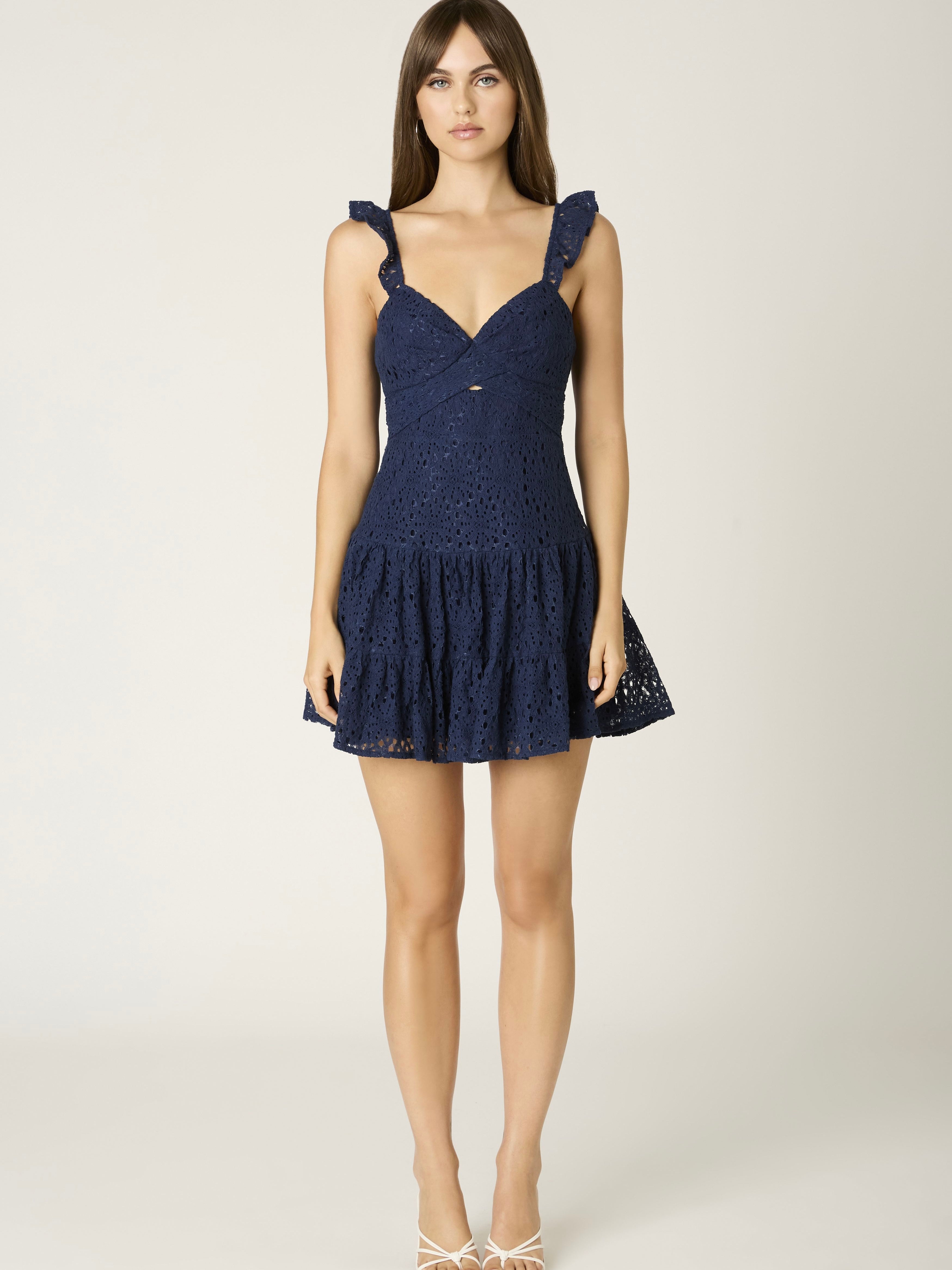Amelia Navy Eyelet Dress